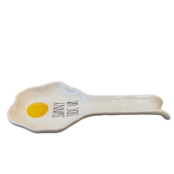 RAE DUNN Sunny Side Up Ceramic Spoon Rest Yellow | White | Black NEW - Picture 4 of 10